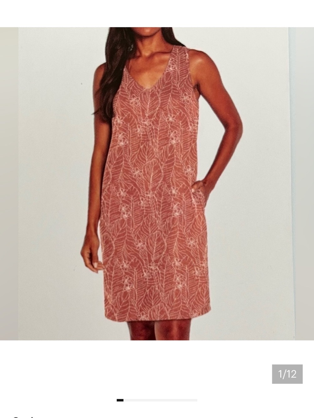Orvis Rust Floral V-Neck Sleeveless Dress